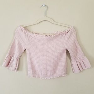 Kendall and Kylie Off the Shoulder Pink Top